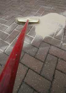 Washing a block paving driveway